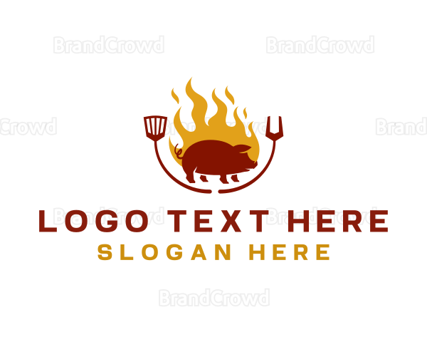 Grill Barbeque Pork Logo