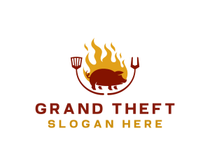 Roast - Grill Barbeque Pork logo design