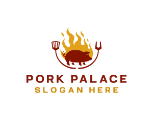 Grill Barbeque Pork logo design