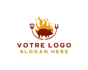 Dish - Grill Barbeque Pork logo design