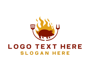 Spicy - Grill Barbeque Pork logo design