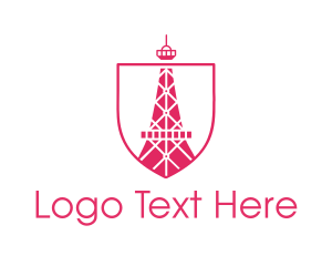 Pink Building - Pink Eiffel Tower logo design