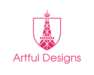 Pink Eiffel Tower logo design