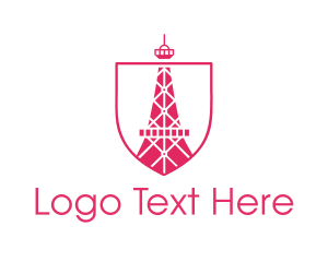 Radio Tower - Pink Eiffel Tower logo design