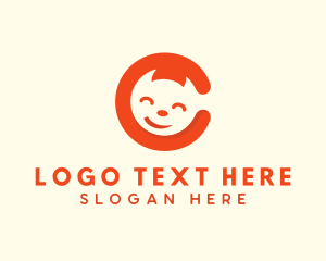 Negative Space - Happy Cat Letter C logo design