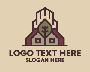 Sacred - Leaf Shrine Building logo design