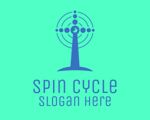 Spinning - Blue Wind Turbine logo design