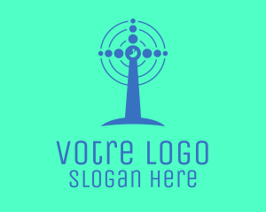 Electrical - Blue Wind Turbine logo design