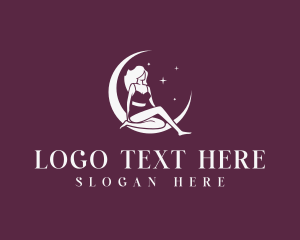 Woman - Crescent Moon Woman logo design