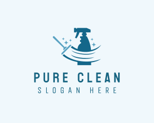 Squeegee Sprayer House Cleaning logo design