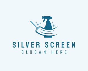 Housekeeper - Squeegee Sprayer House Cleaning logo design