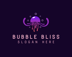 Bubble Tentacle Jellyfish logo design