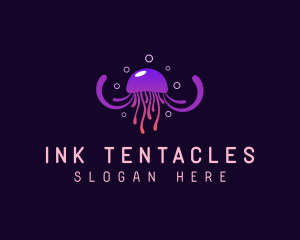 Bubble Tentacle Jellyfish logo design