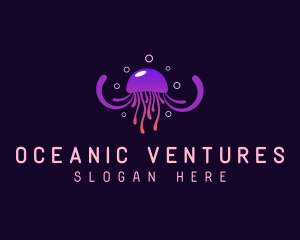 Bubble Tentacle Jellyfish logo design