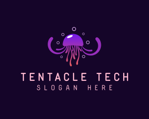 Bubble Tentacle Jellyfish logo design