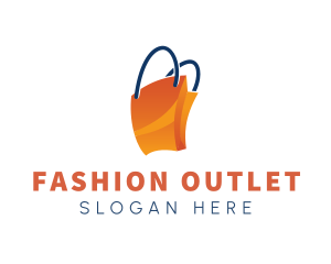 Outlet - Orange Shopping Paper Bag logo design