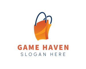 Online Shopping - Orange Shopping Paper Bag logo design