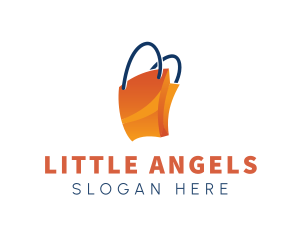 Shop - Orange Shopping Paper Bag logo design