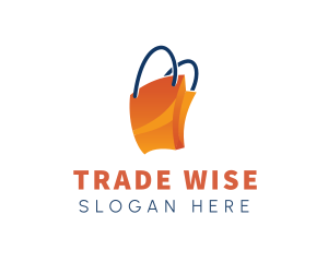 Merchant - Orange Shopping Paper Bag logo design