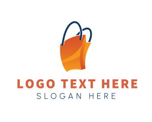 Shop - Orange Shopping Paper Bag logo design