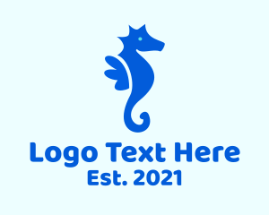 Marine Animal - Blue Marine Seahorse logo design