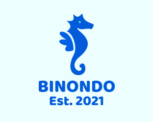 Blue Marine Seahorse  logo design