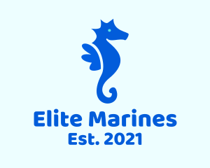 Blue Marine Seahorse  logo design