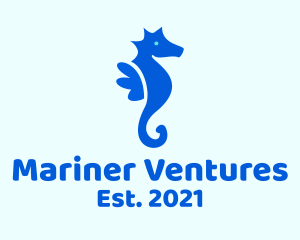 Blue Marine Seahorse  logo design