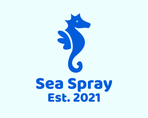 Blue Marine Seahorse  logo design