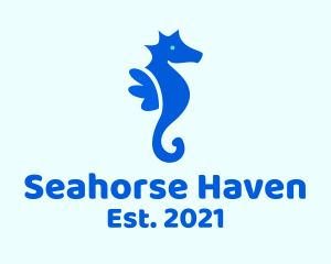 Seahorse - Blue Marine Seahorse logo design