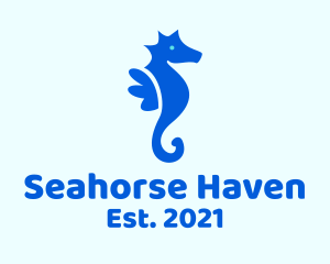 Blue Marine Seahorse  logo design