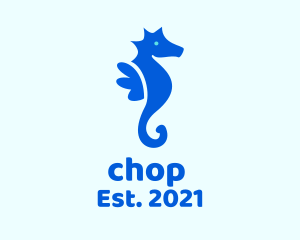 Sea Creature - Blue Marine Seahorse logo design