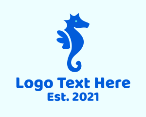 Sea Creature - Blue Marine Seahorse logo design