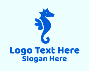 Blue Marine Seahorse  Logo