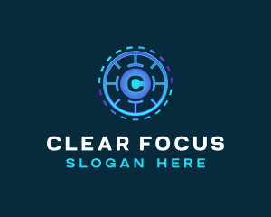 Focus - Digital Target Crosshair logo design