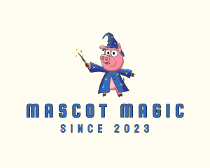 Cute Pig Magician logo design