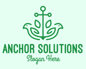 Green Anchor Bird  logo design