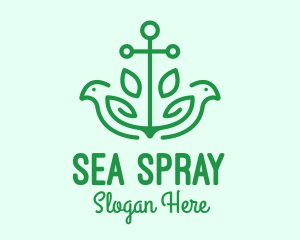 Green Anchor Bird  logo design