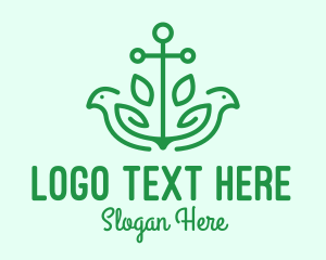 Anchor - Green Anchor Bird logo design