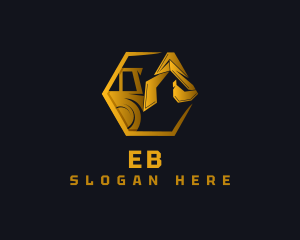 Worker - Backhoe Construction Machine logo design