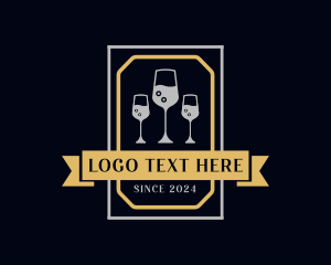 Badge - Wine Glass Drink logo design