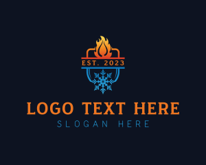 Emblem - Flame Snowflake HVAC logo design