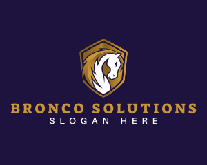 Shield Horse Stallion logo design