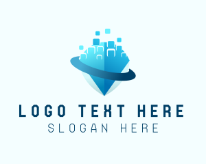 Technologu - Blue Shield Orbit logo design
