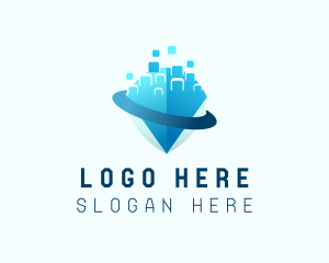 Networking - Blue Shield Orbit logo design
