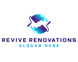 Renovation - Paint Roller Renovation logo design
