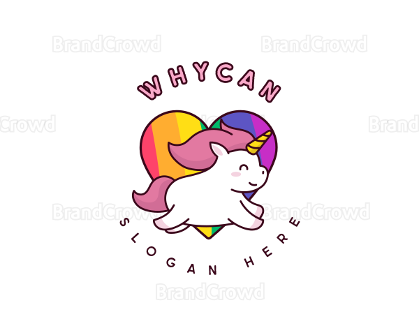 Unicorn Rainbow Heart Logo