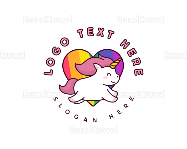 Unicorn Rainbow Heart Logo