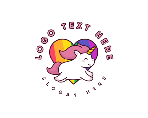 Fantasy - Unicorn Rainbow Heart logo design