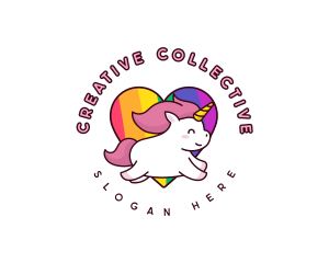 Unicorn Rainbow Heart logo design